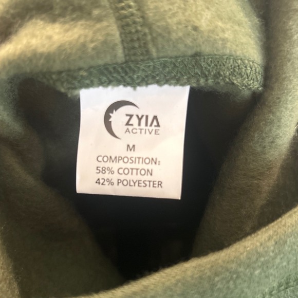 Zyia Active Green Funnel Neck Pocket Hoodie Womens Size M Cotton Polyester Blend - Picture 7 of 8